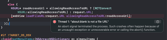 Natywny wyjątek wskazany w Xcode